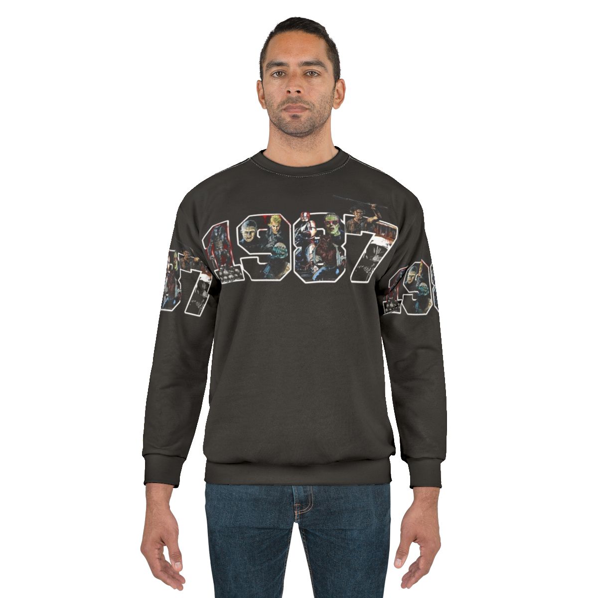 Retro 1980s sweatshirt with iconic movie and pop culture references