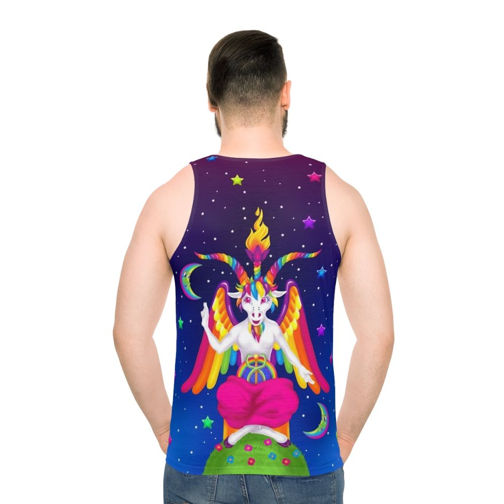 1990s neon rainbow baphomet unisex tank top