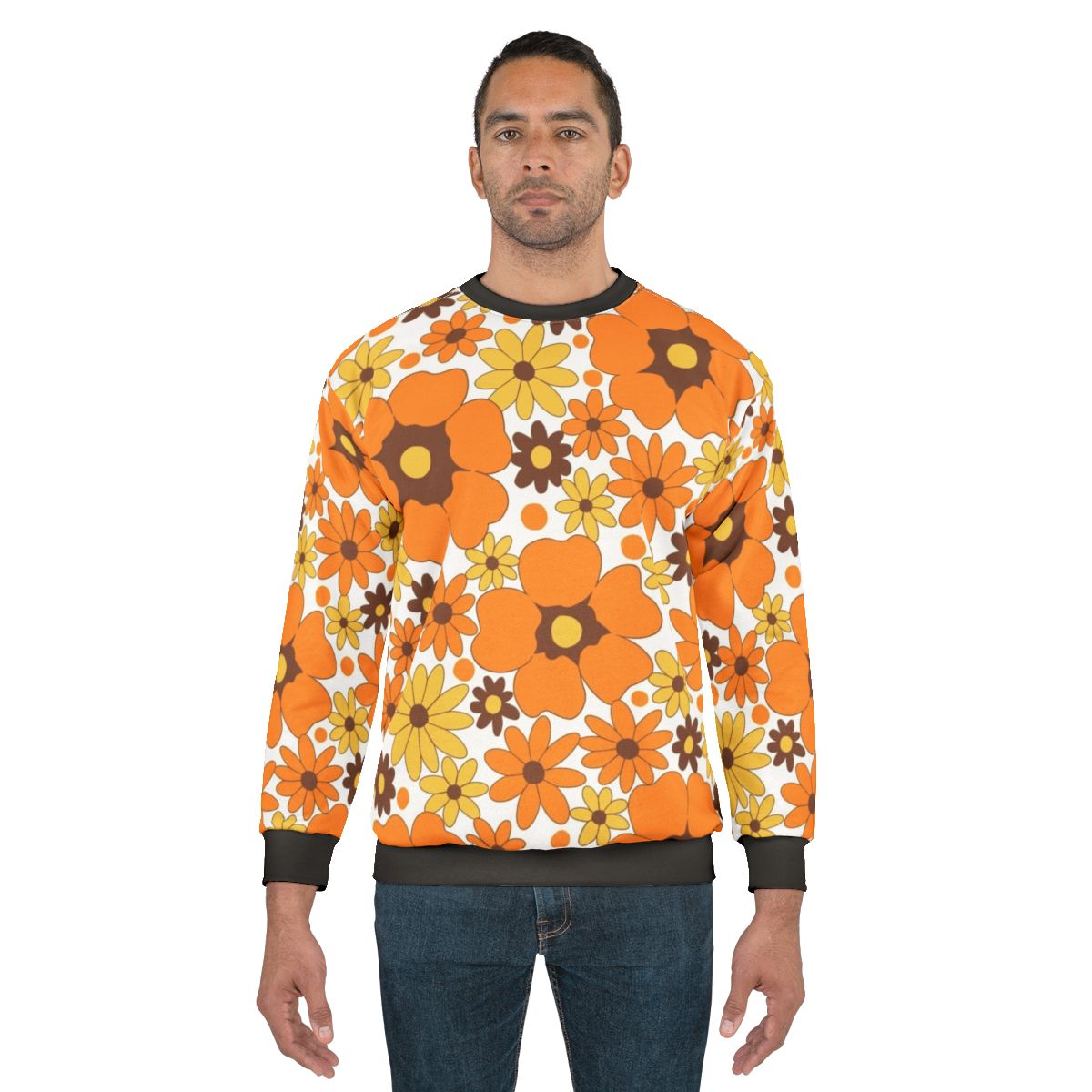 Retro 70s floral pattern sweatshirt