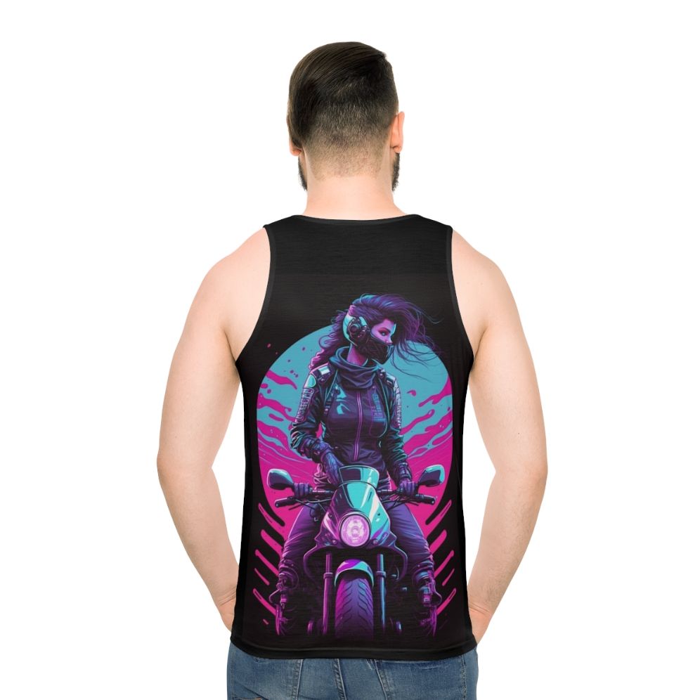 80s synthwave biker girl unisex tank top