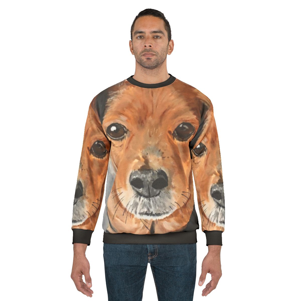 Adorable dog portrait acrylic art sweatshirt