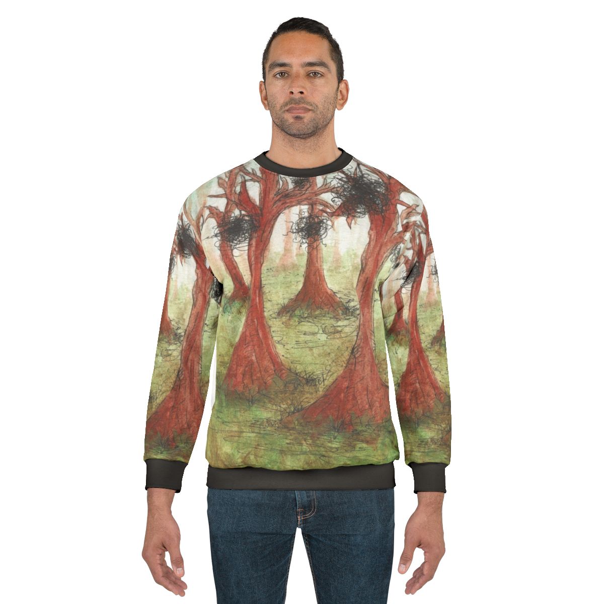 Abstract nature inspired sweatshirt with fantasy landscape design