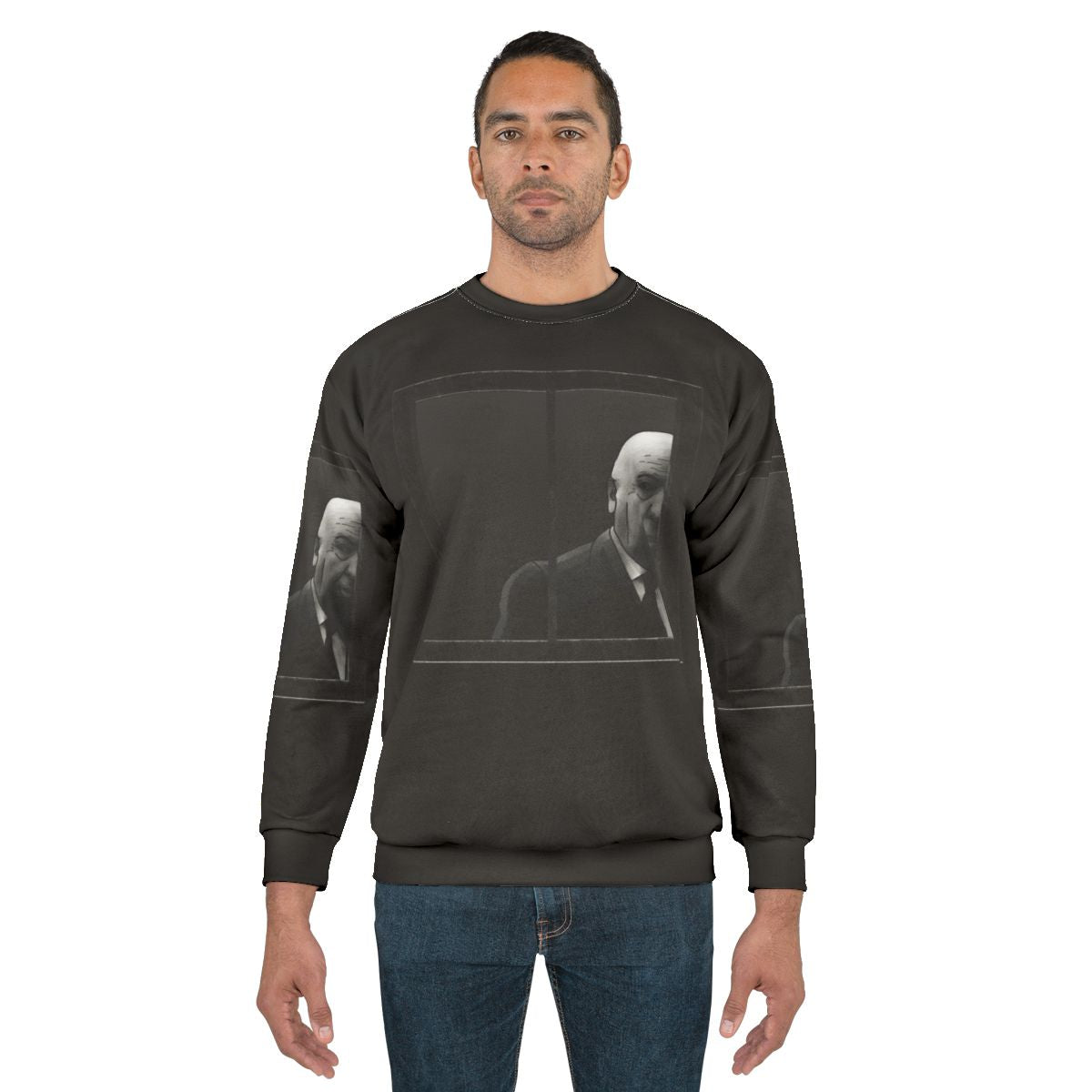 Alfred Hitchcock Black and White Graphic Sweatshirt