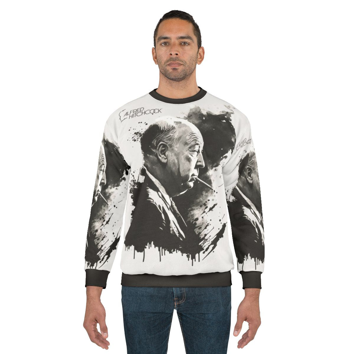 Alfred Hitchcock Black and White Drawing Sweatshirt