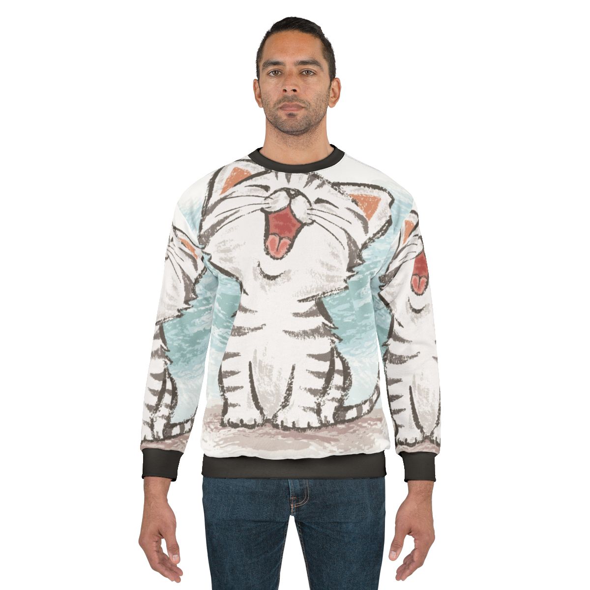 American Shorthair Cat Wearing Happy Sweatshirt
