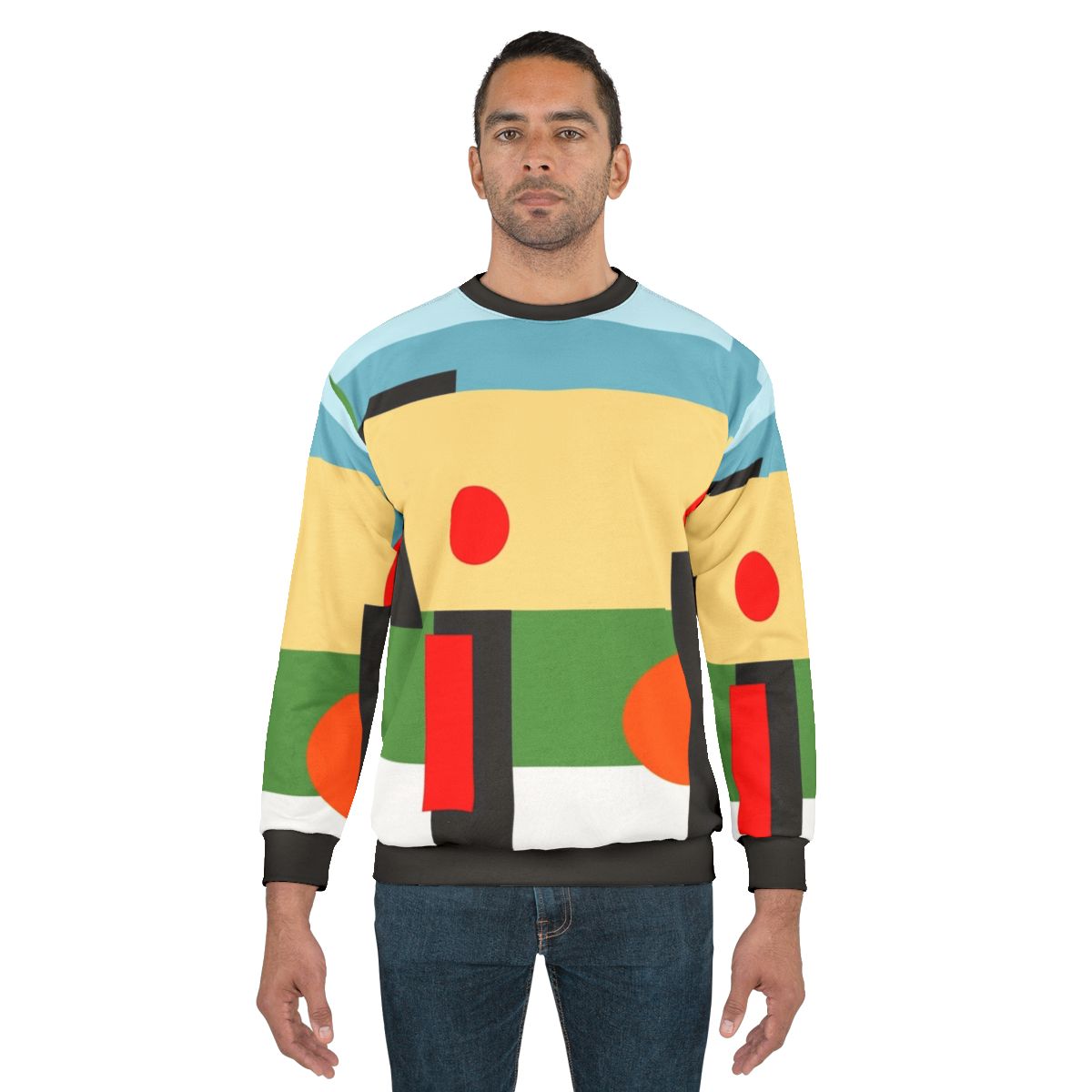 Geometric green sweatshirt with design inspired by Brian Eno's 'Another Green World' album