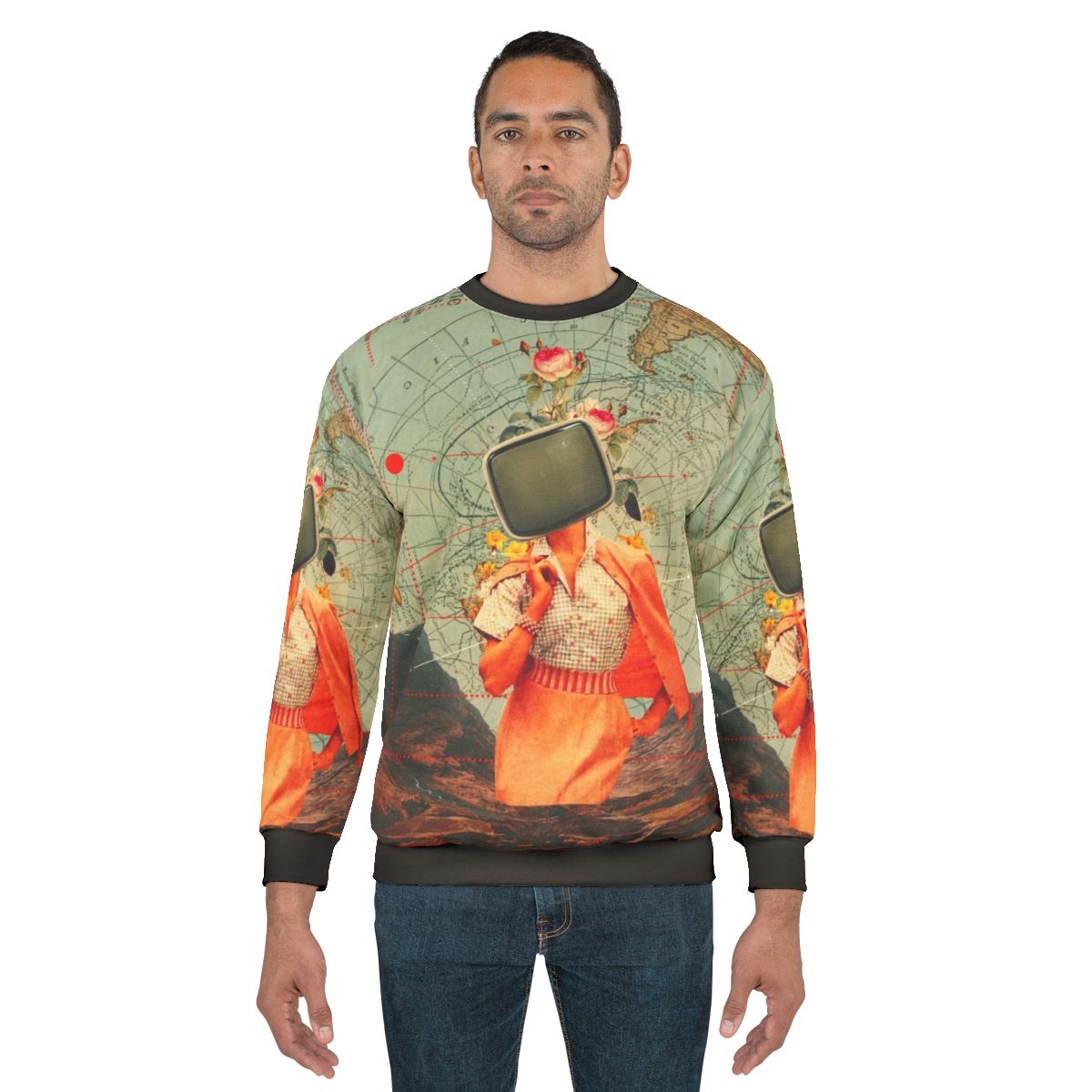 Vintage Antarctic Broadcast Sweatshirt with Collage Pop Art Design