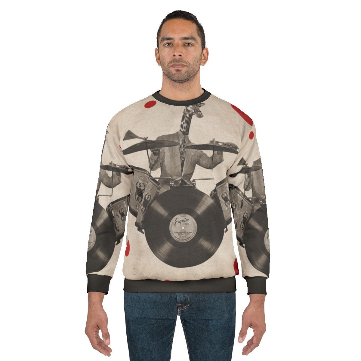 Artistic anthropomorphic giraffe drummer sweatshirt