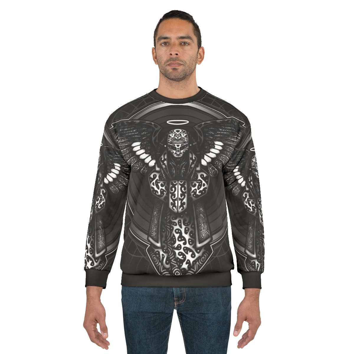 Anunnaki-inspired sweatshirt with ancient Sumerian symbols