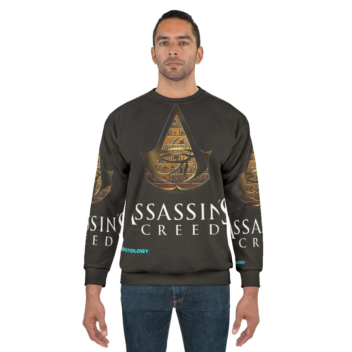 Assassins Creed inspired gaming sweatshirt with Egyptian themed design