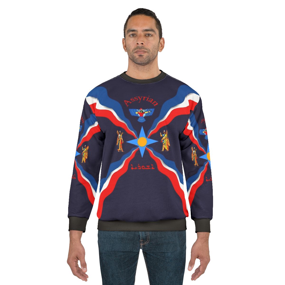 Assyrian Flag Sweatshirt with Mesopotamian Symbols