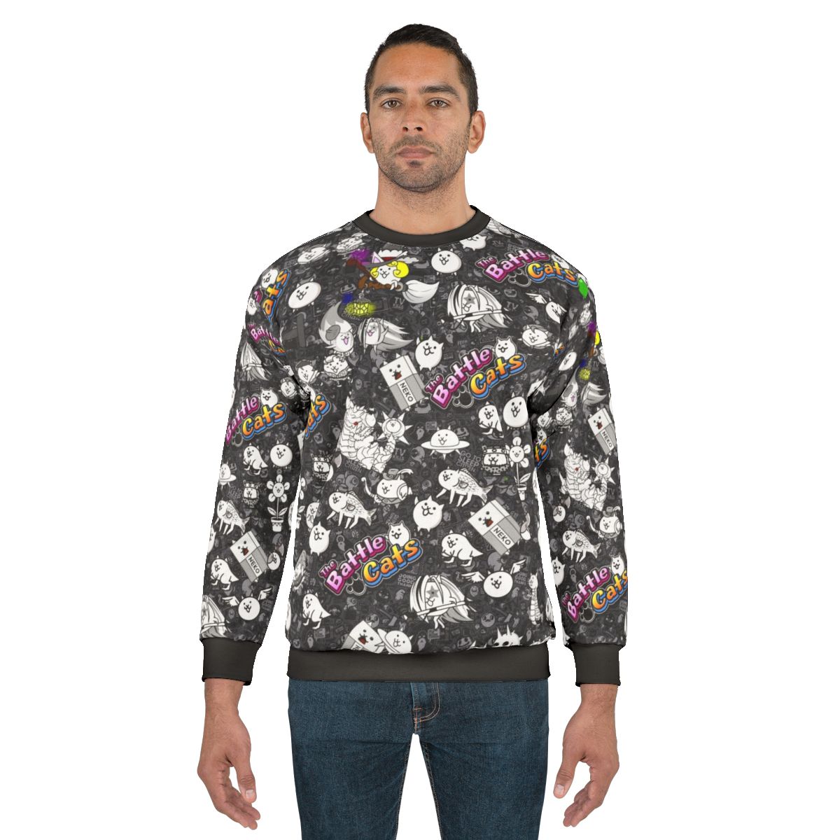 Battle Cats Sweatshirt featuring cute anime-inspired cats