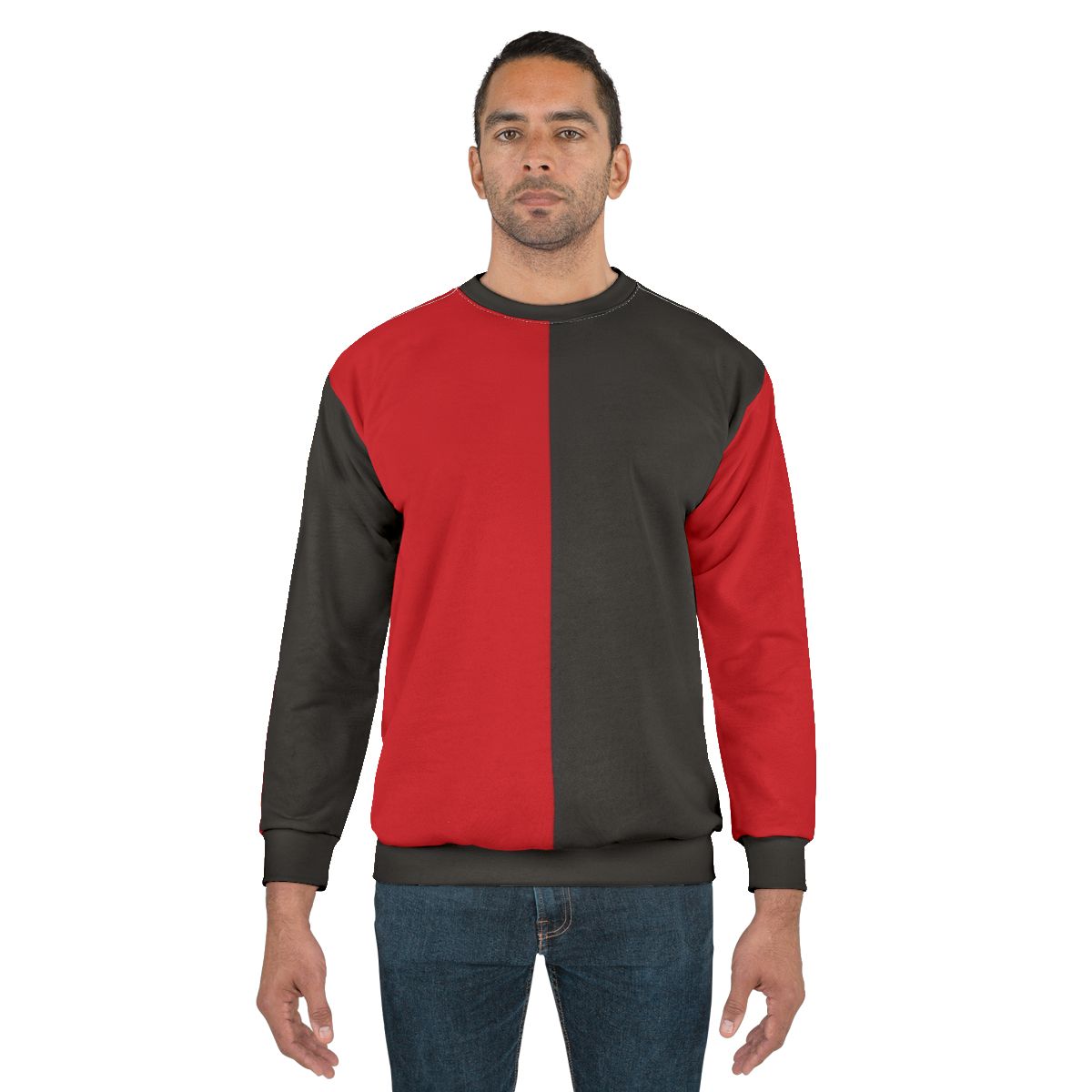 Black and red color block basketball sweatshirt