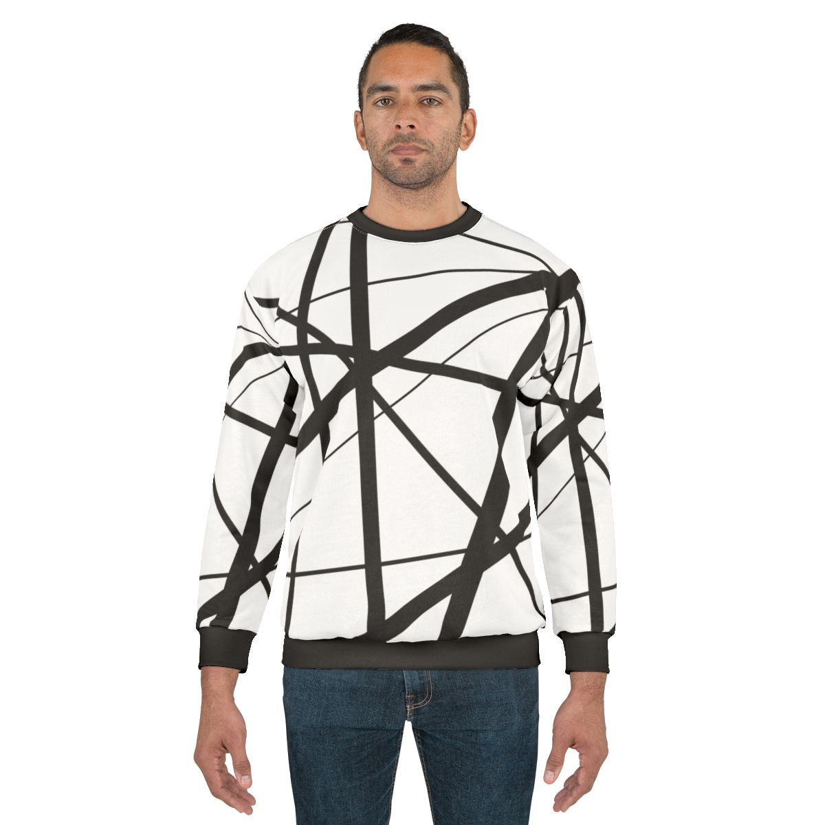 Geometric lines black and white minimalist sweatshirt