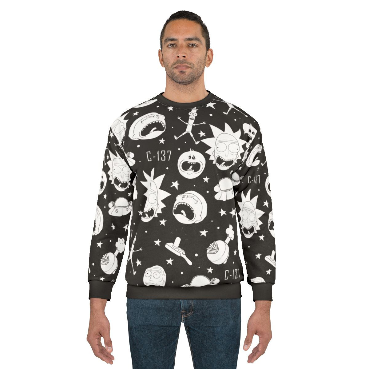 Black and White Rick and Morty Pattern Sweatshirt