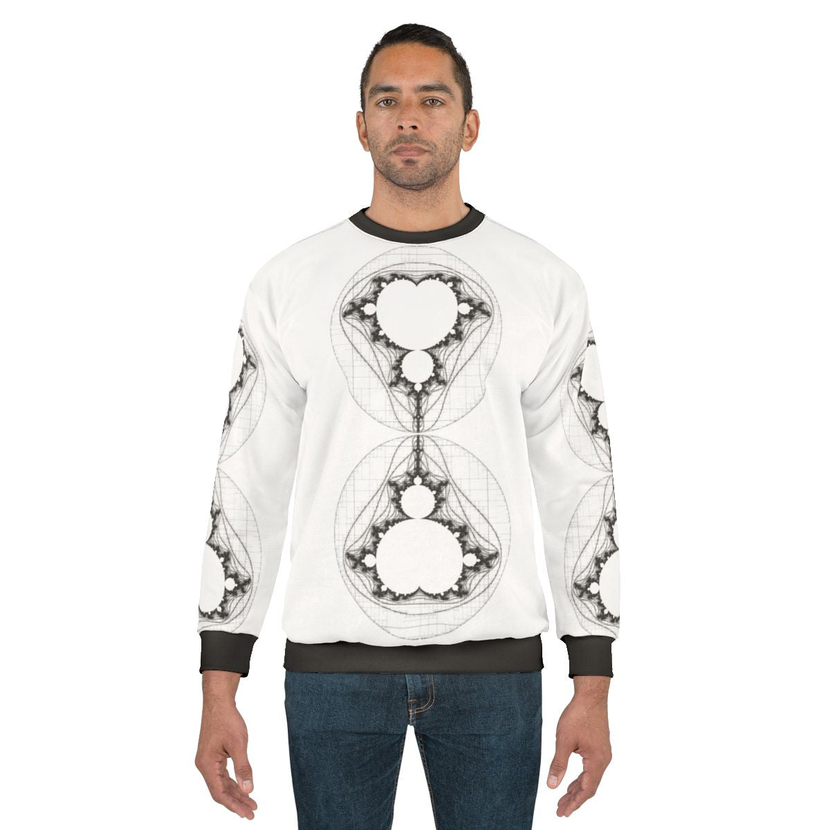 Black linear Mandelbrot fractal sweatshirt