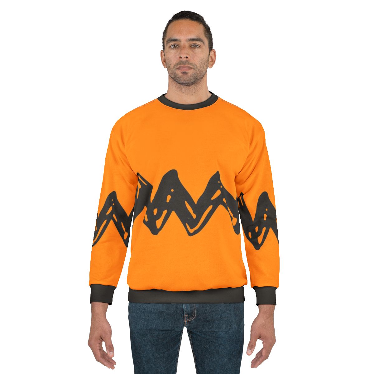 Black ornament sweatshirt with Snoopy and Charlie Brown characters