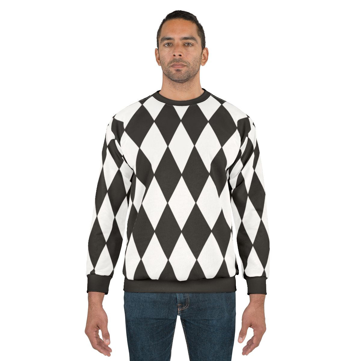 Black and white harlequin pattern sweatshirt