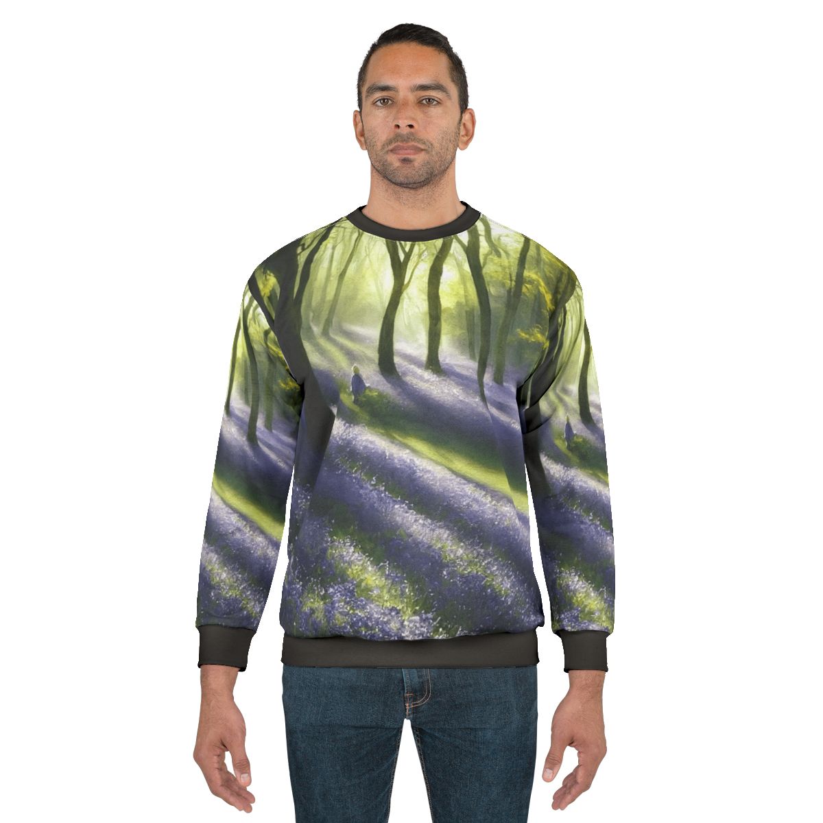Bluebell floral watercolor design on a cozy women's sweatshirt