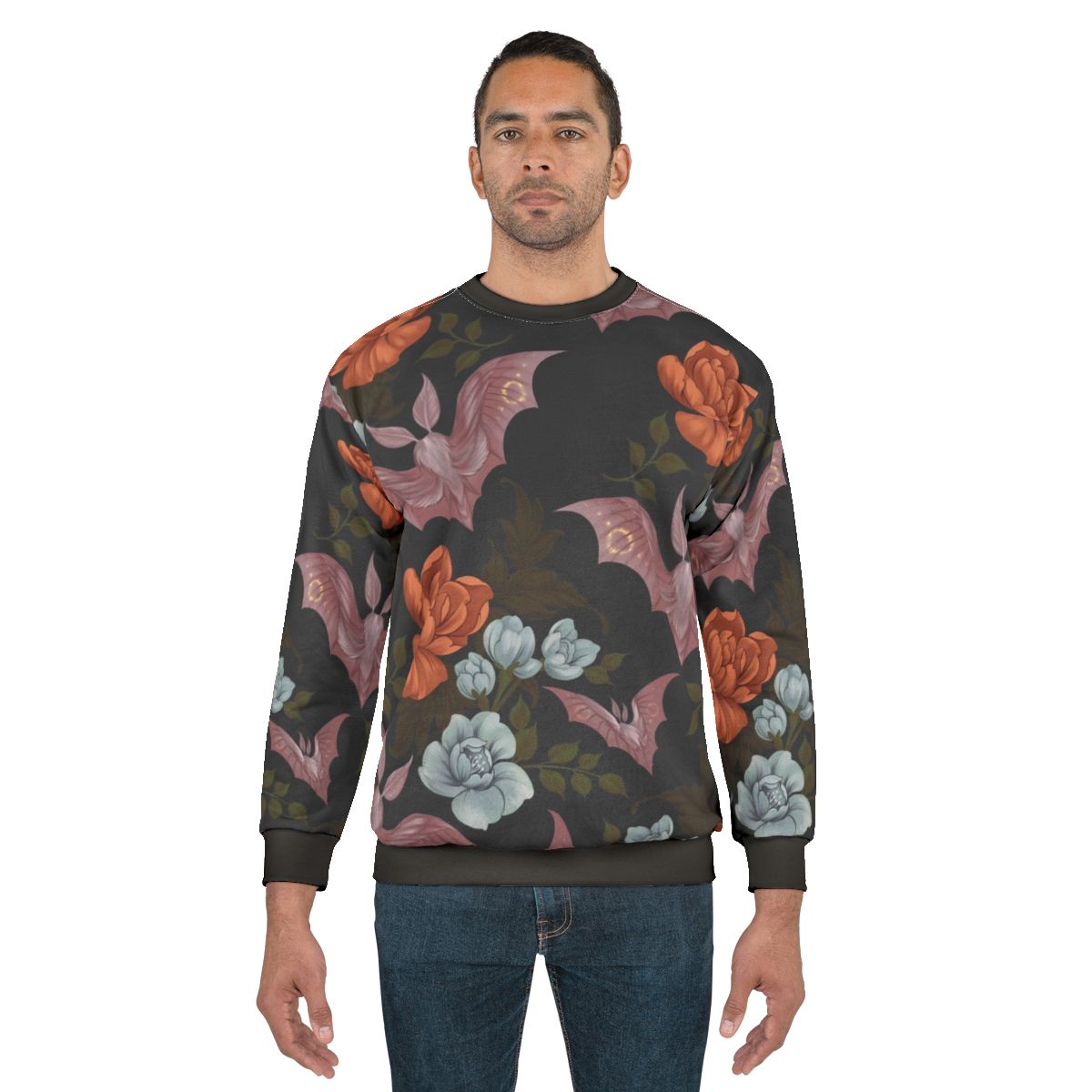 Botanical moths and night flowers vintage floral pattern sweatshirt