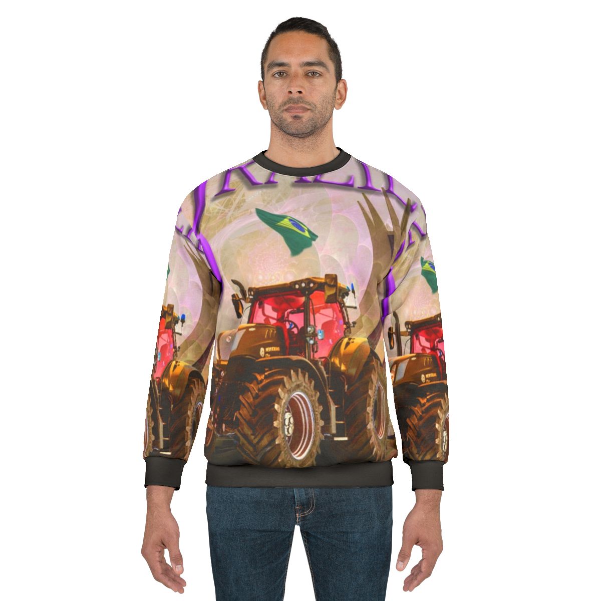 Colorful psychedelic tractor sweatshirt
