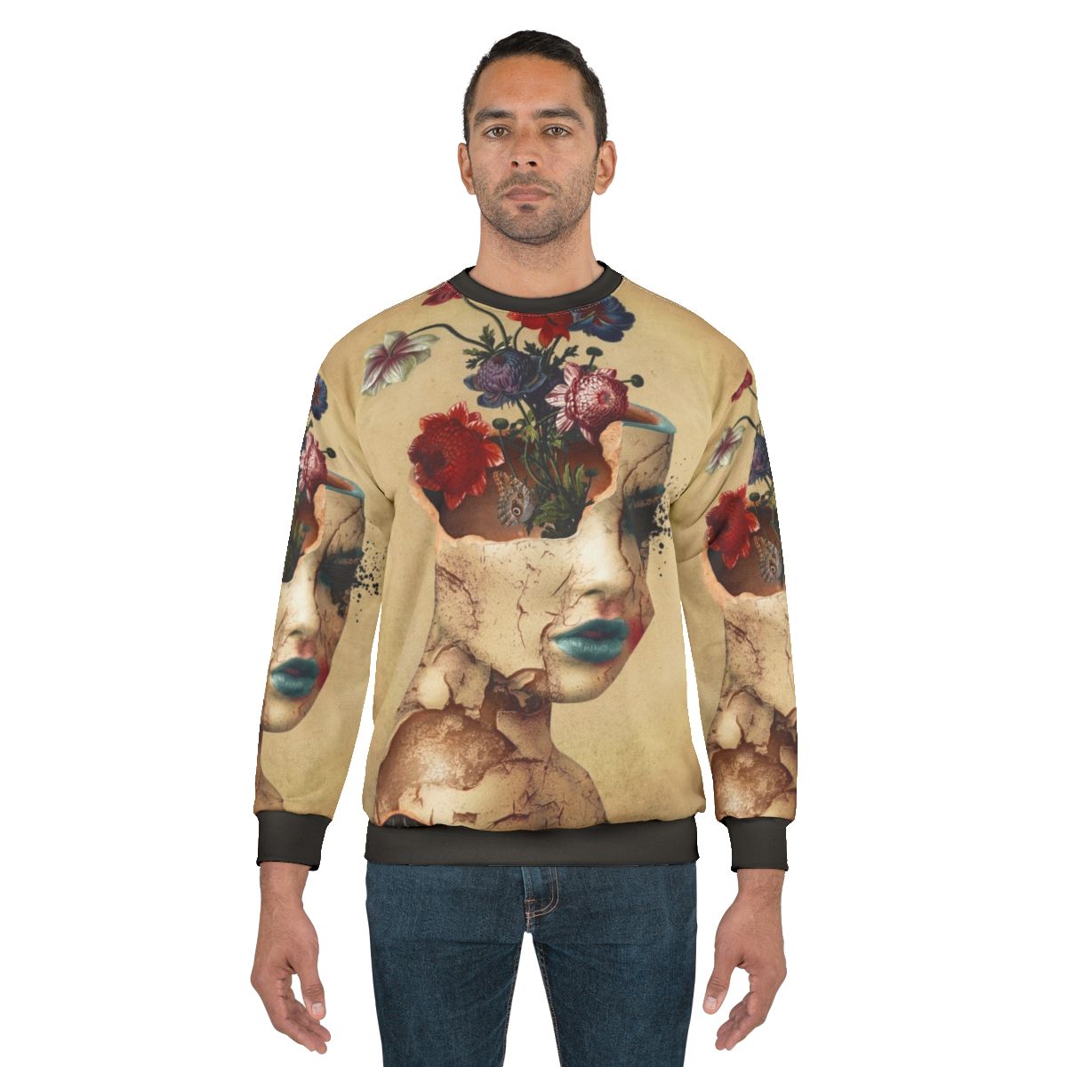 Broken Beauty Women's Floral & Grunge Digital Art Sweatshirt