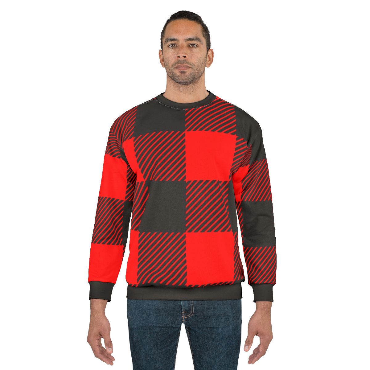 Red and black buffalo plaid large size sweatshirt