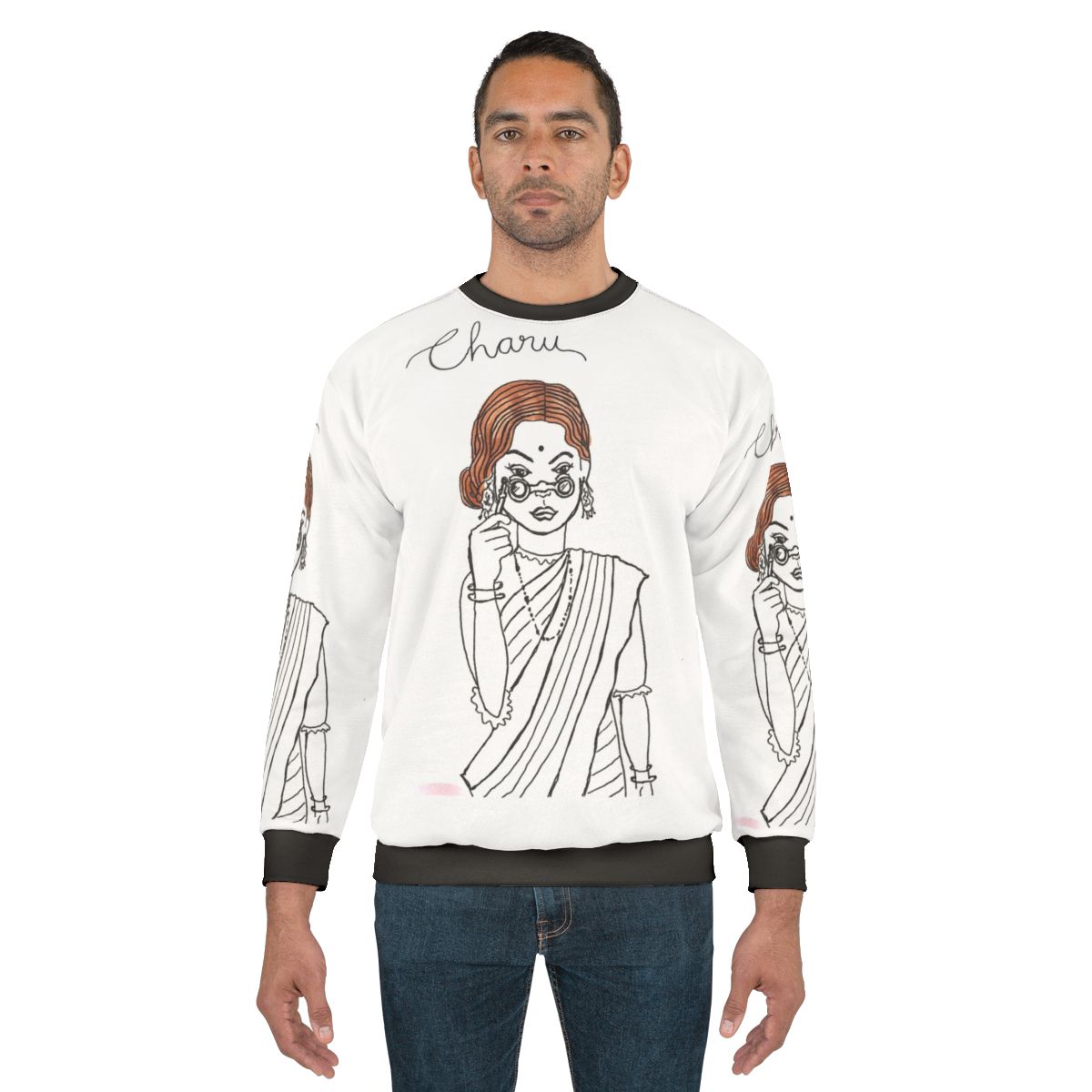 Charulata inspired vintage sweatshirt with movie motifs