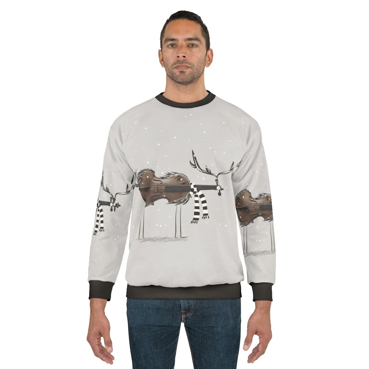 Christmas Violin Reindeer Sweatshirt for Musicians