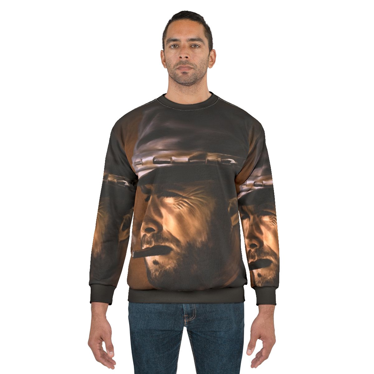 Rugged Cowboy Sweatshirt with Clint Eastwood Inspired Imagery