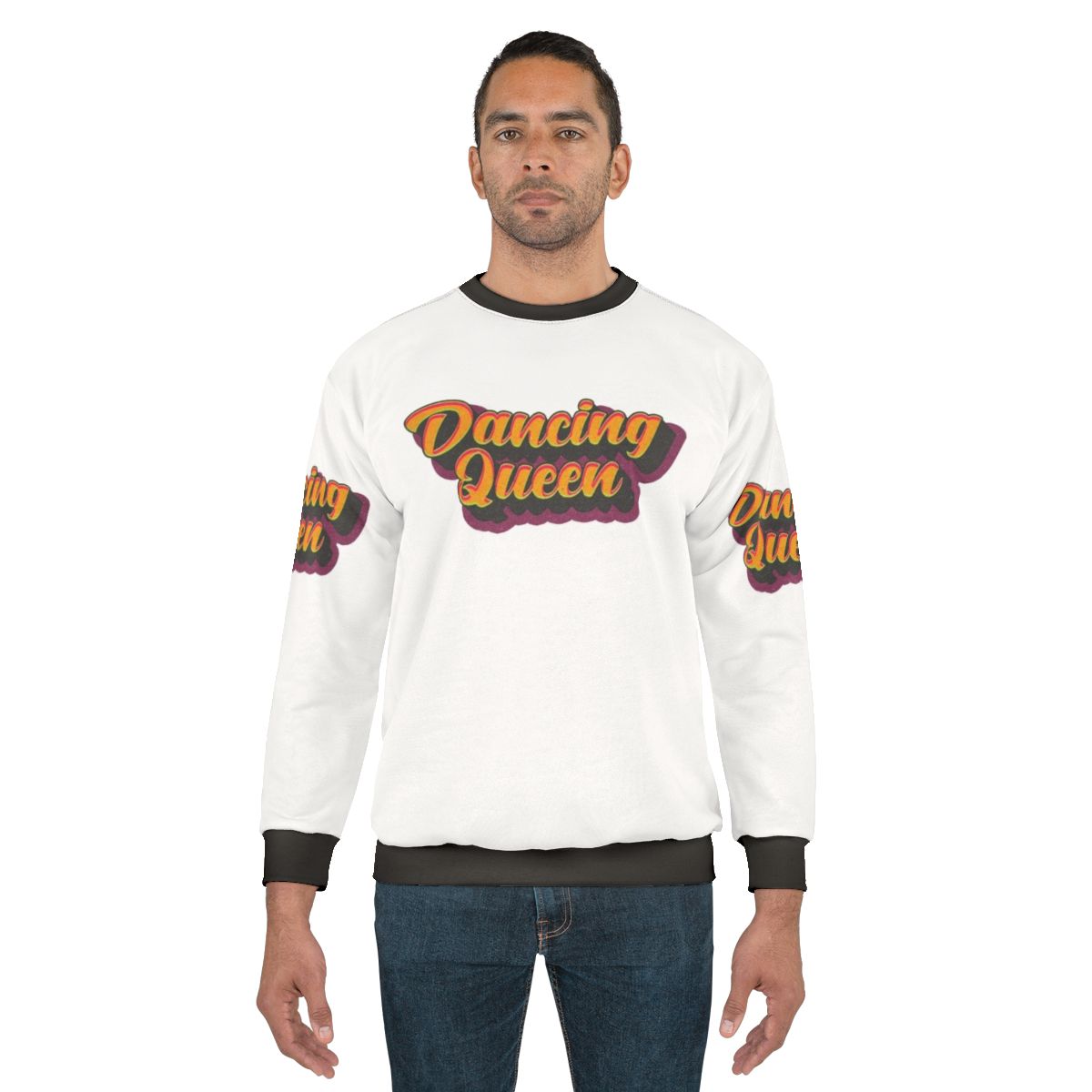 Vibrant Dancing Queen Sweatshirt featuring retro 70s inspired music and dance graphics