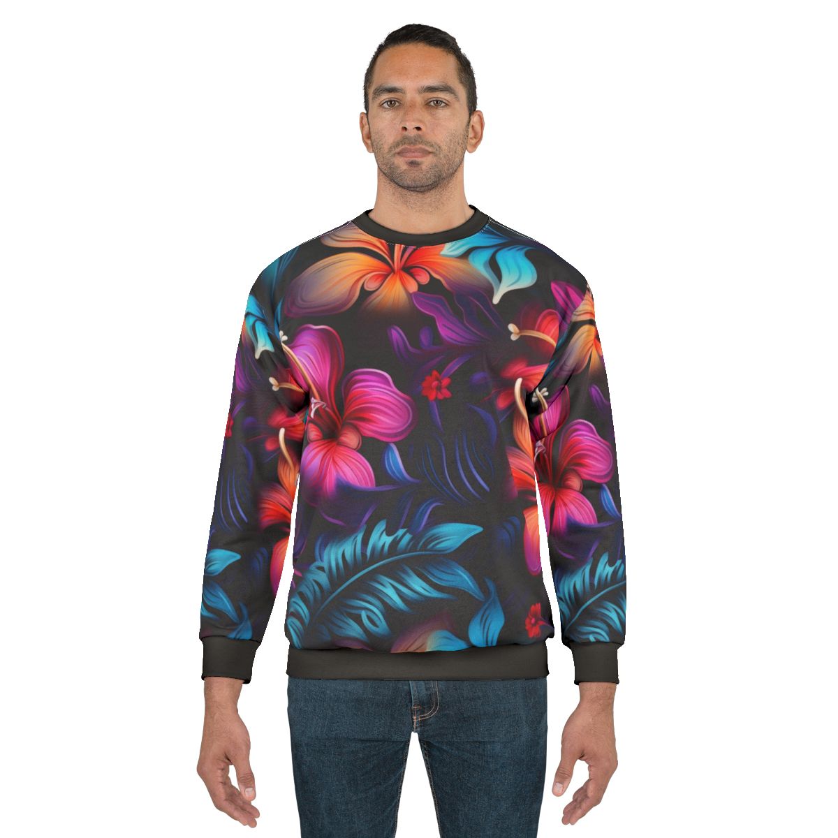 Tropical bioluminescent Hawaiian pattern sweatshirt