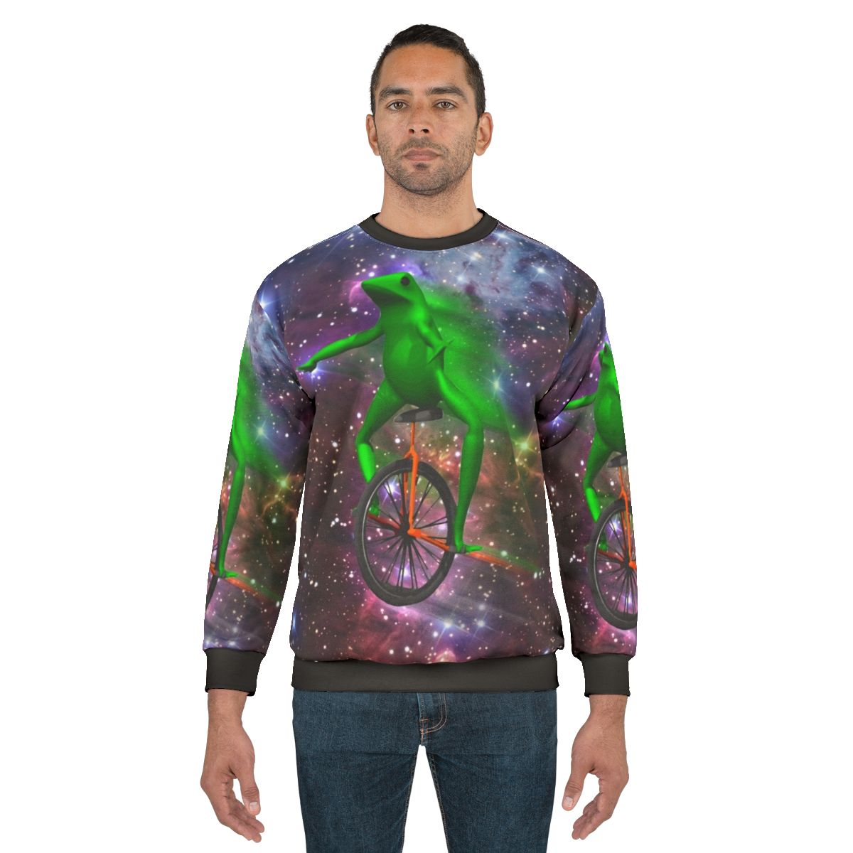 Dat Boi Meme Sweatshirt featuring a funny frog astronaut in space design