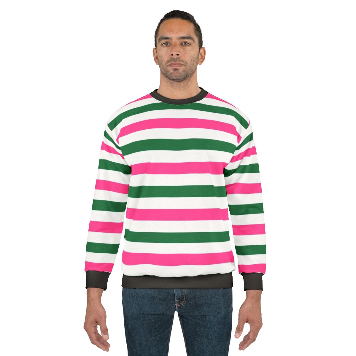Deckchair Stripes Forest Green and Pink Sweatshirt