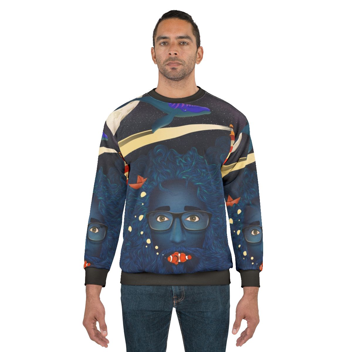 Deep Thoughts Calma-Inspired Sweatshirt featuring a fantasy ocean theme