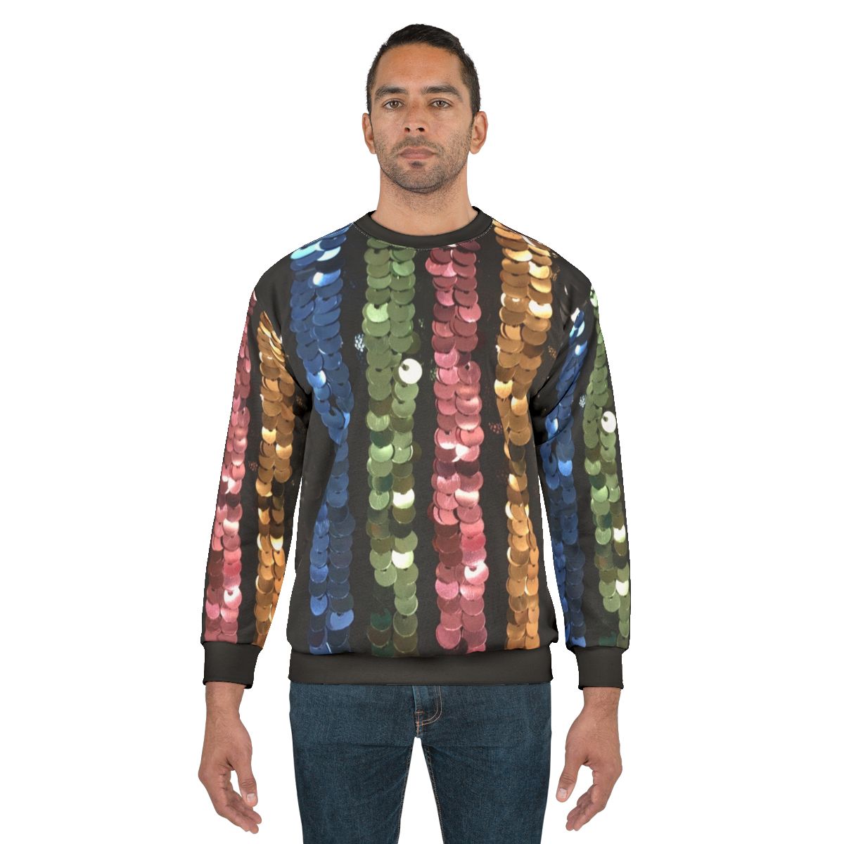 Shimmery sequin sweatshirt with vertical lines