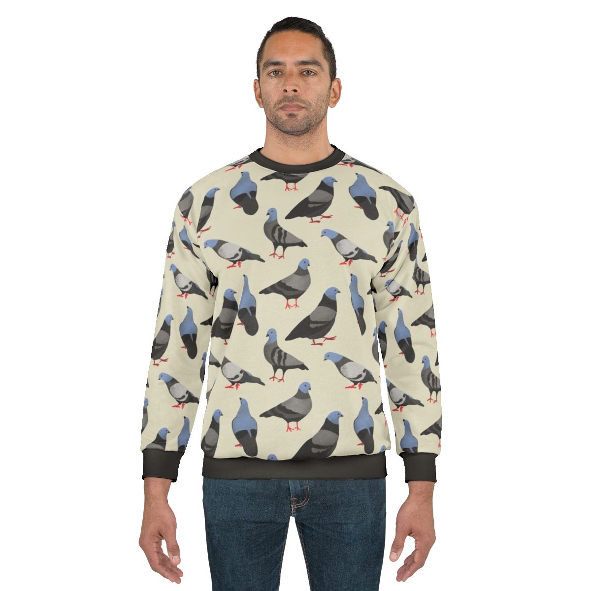 Pigeons Sweatshirt featuring a colorful pattern of pigeons