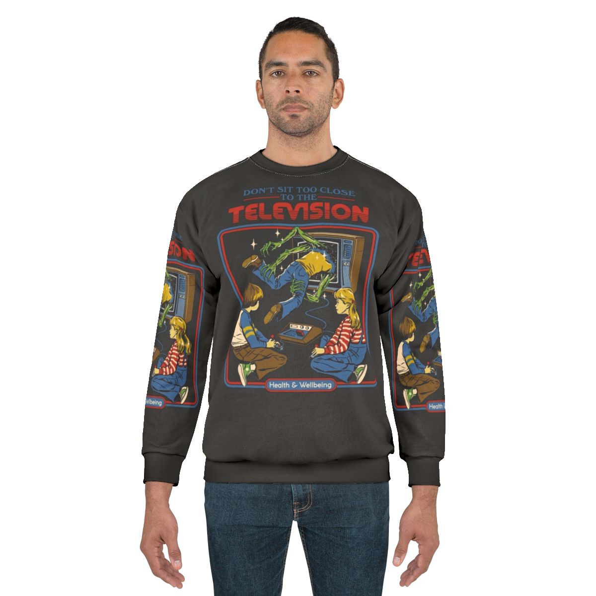 Don't Sit Too Close Retro Horror Video Games Sweatshirt