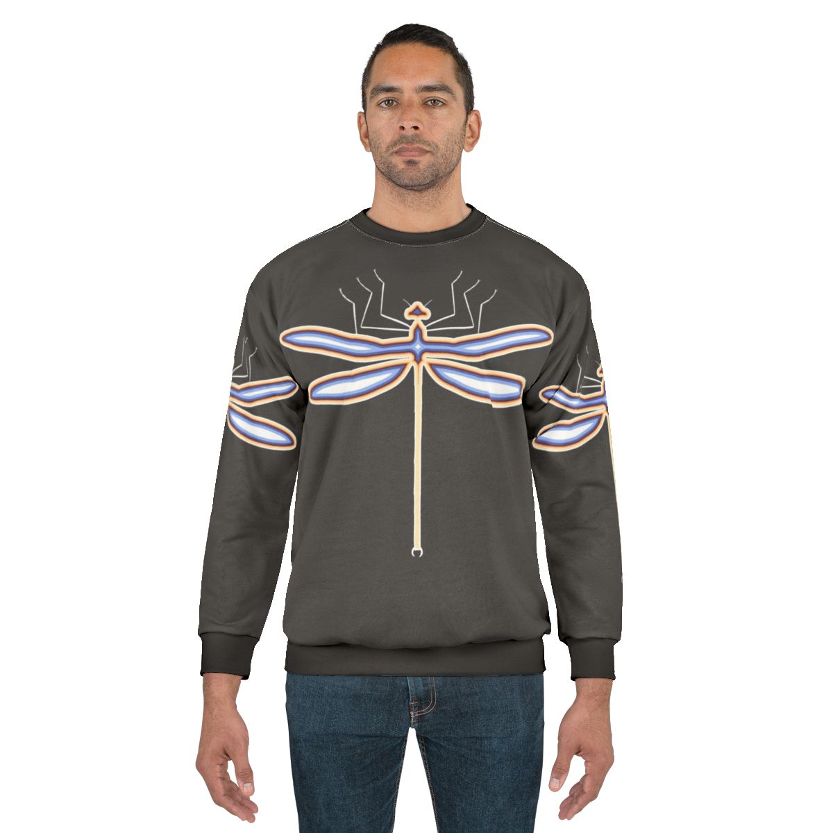 Dragonfly Legendary Animals Sweatshirt with Colorful Abstract Design
