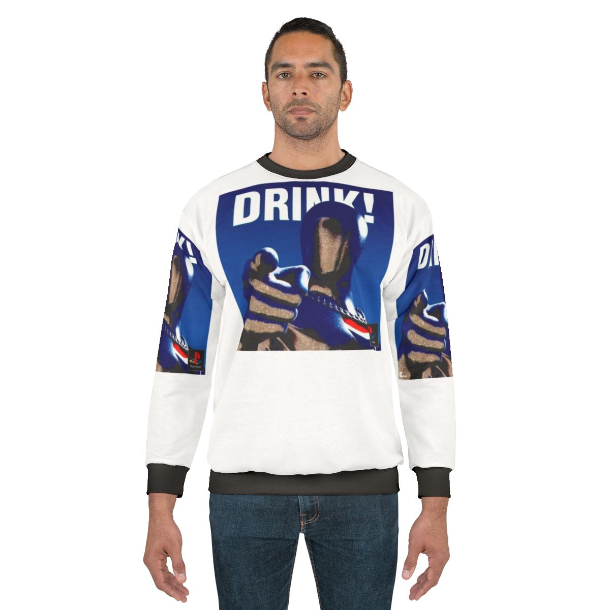 Vaporwave Retro Drink Sweatshirt Featuring Pepsiman and Retro Gaming Aesthetics