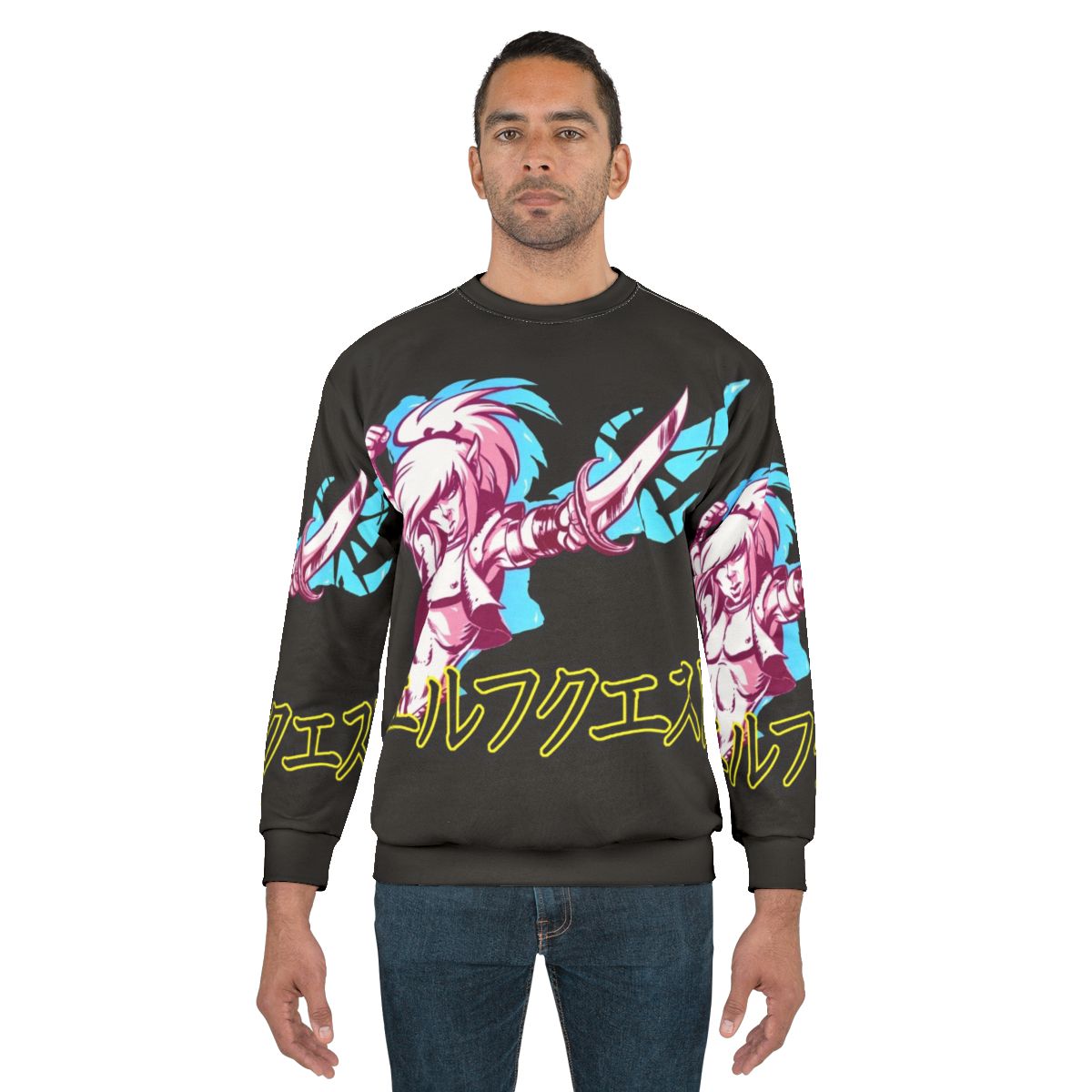 Elfquest fantasy art sweatshirt with Japanese katakana