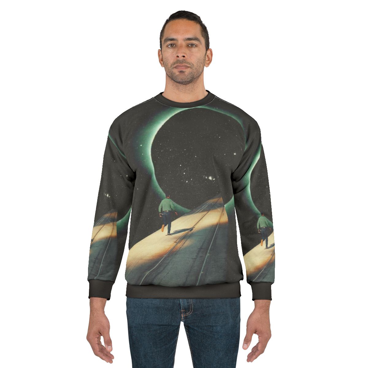 Escaping Into The Void Surreal Space Sweatshirt by Frank Moth
