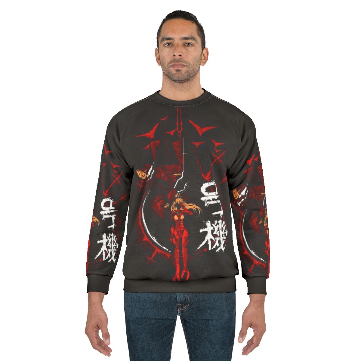 Neon Genesis Evangelion Inspired Sweatshirt with Mecha and Graffiti Designs