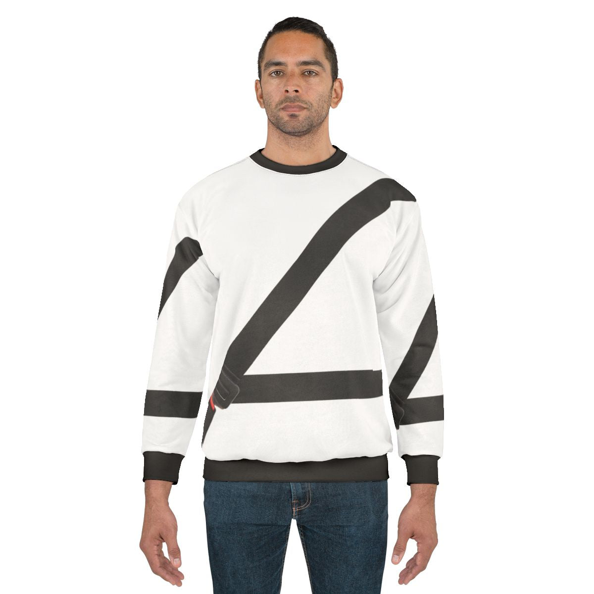 Fake seatbelt sweatshirt for safety and style