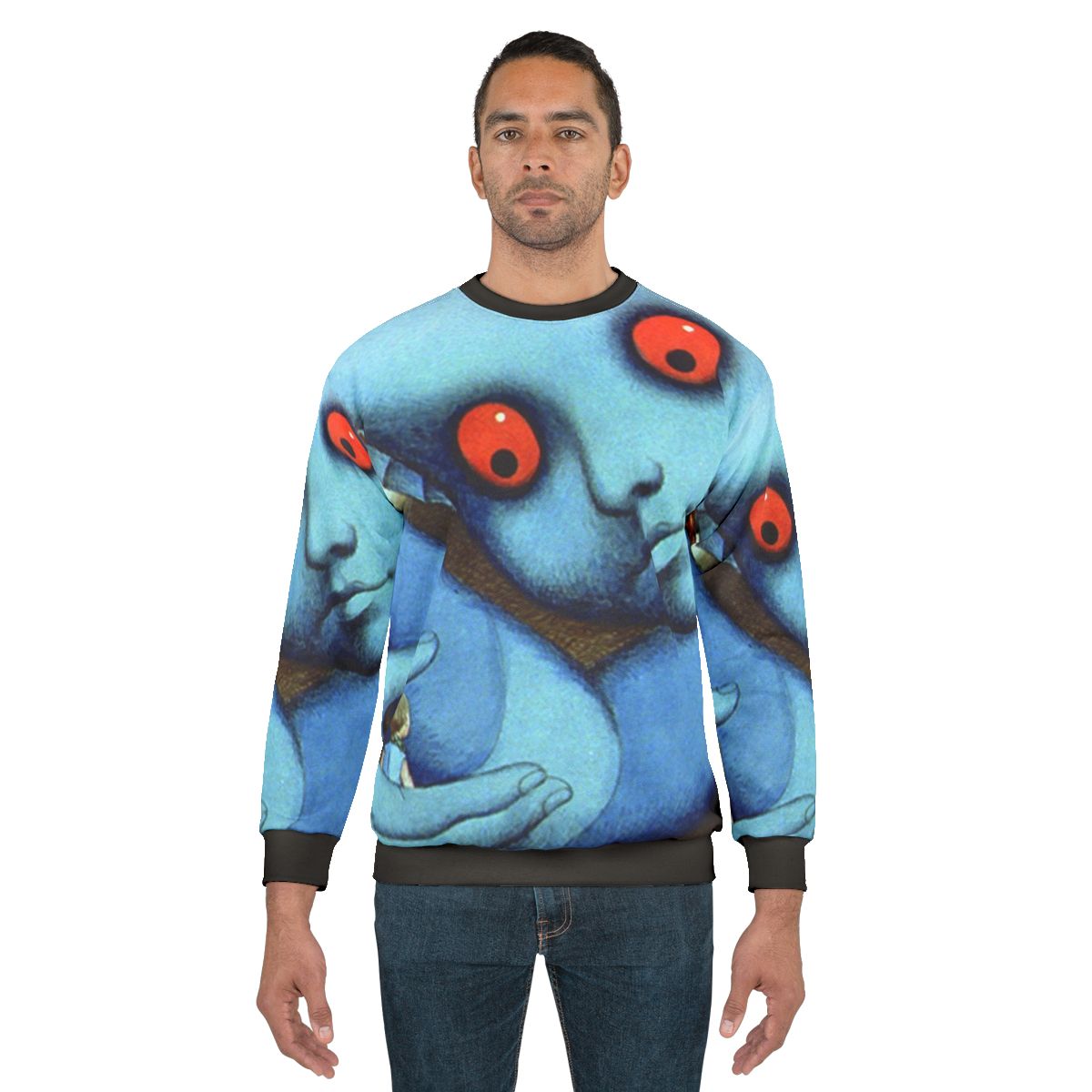 Psychedelic cartoon sweatshirt featuring imagery from the classic French film Fantastic Planet