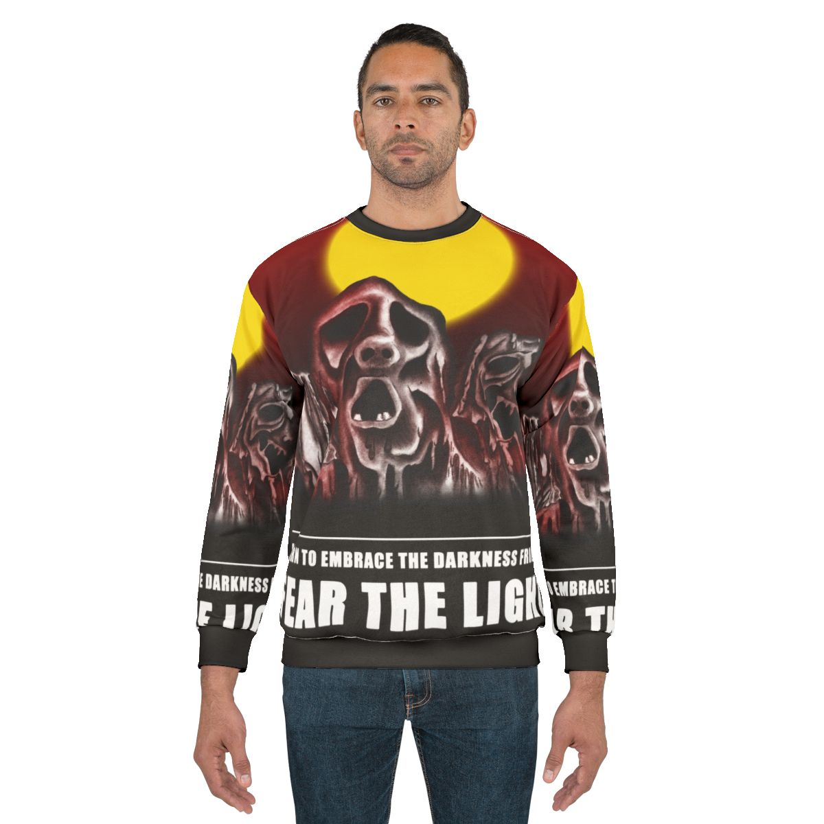 SCP 001 "When Day Breaks" horror-themed sweatshirt design