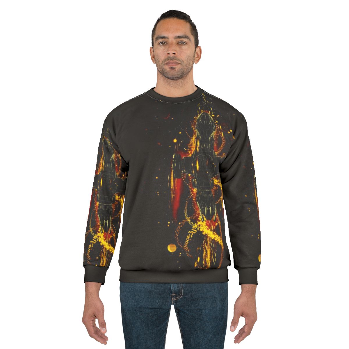 Fireflies Sci-Fi Sweatshirt, featuring a space-themed design