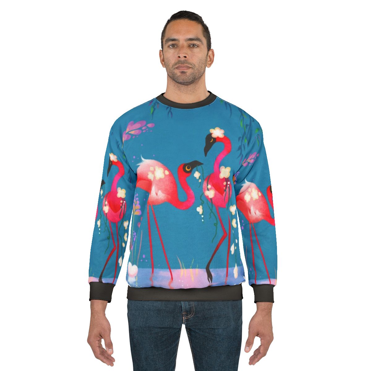 Floral flamingo hooded sweatshirt