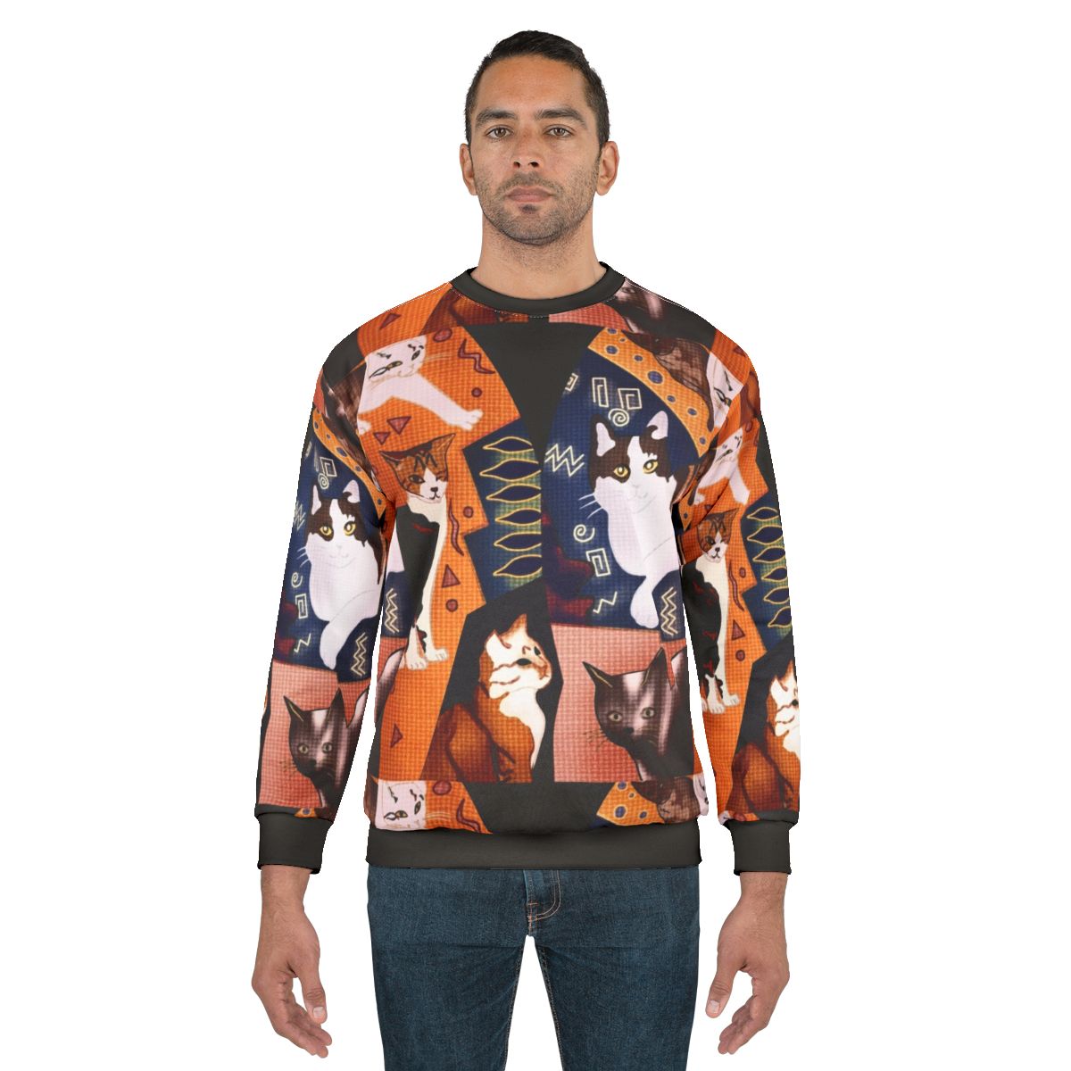 Freddie Mercury Queen Band Cat Print Sweatshirt