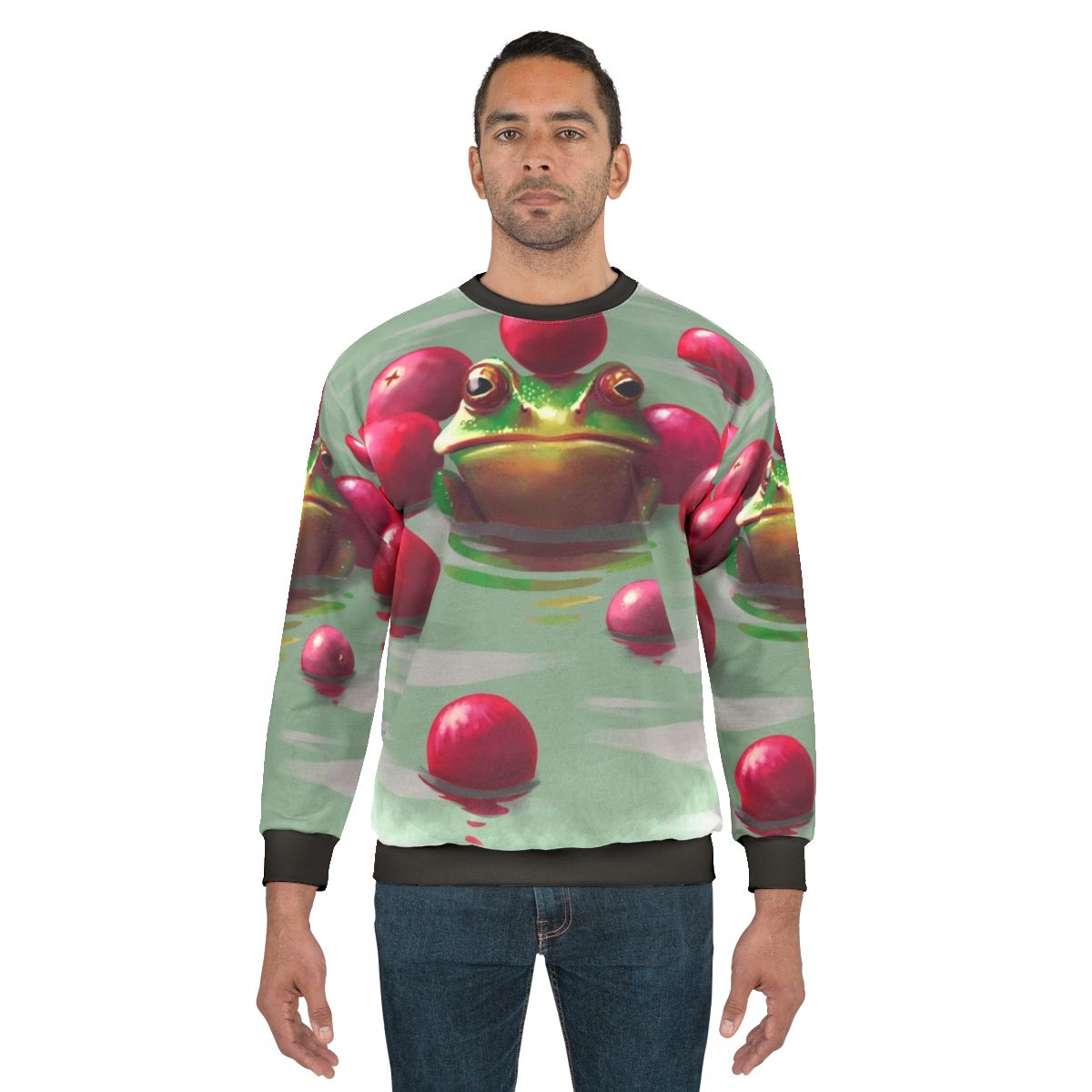 Colorful frog and cranberries autumn sweatshirt